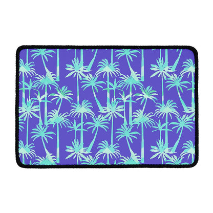 Teal Palm Tree Pattern Print Kitchen Mat