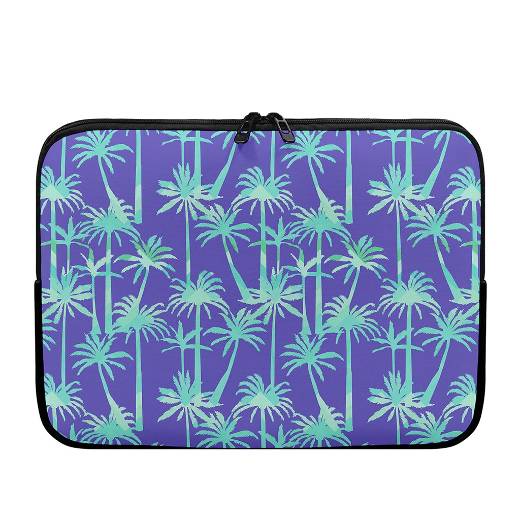 Teal Palm Tree Pattern Print Laptop Sleeve