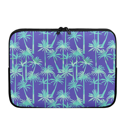 Teal Palm Tree Pattern Print Laptop Sleeve