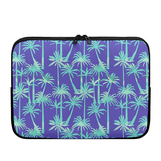 Teal Palm Tree Pattern Print Laptop Sleeve