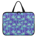 Teal Palm Tree Pattern Print Laptop Sleeve With Handle