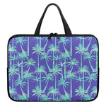 Teal Palm Tree Pattern Print Laptop Sleeve With Handle