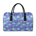 Teal Palm Tree Pattern Print Leather Duffel Bag