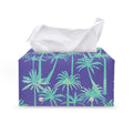 Teal Palm Tree Pattern Print Leather Tissue Box Cover