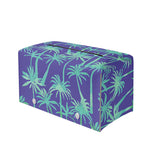 Teal Palm Tree Pattern Print Leather Tissue Box Cover