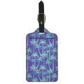 Teal Palm Tree Pattern Print Luggage Tag