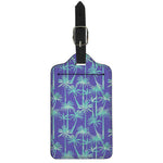 Teal Palm Tree Pattern Print Luggage Tag