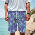 Teal Palm Tree Pattern Print Men's Cargo Shorts