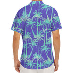 Teal Palm Tree Pattern Print Men's Deep V-Neck Shirt