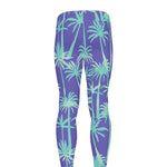 Teal Palm Tree Pattern Print Men's leggings