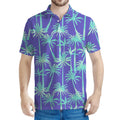Teal Palm Tree Pattern Print Men's Polo Shirt