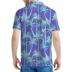 Teal Palm Tree Pattern Print Men's Polo Shirt