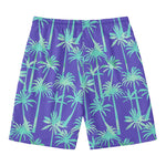 Teal Palm Tree Pattern Print Men's Swim Trunks