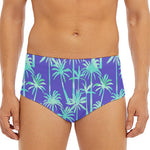 Teal Palm Tree Pattern Print Men's Triangle Swim Briefs