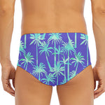 Teal Palm Tree Pattern Print Men's Triangle Swim Briefs