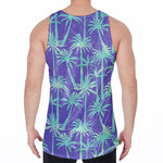Teal Palm Tree Pattern Print Men's Velvet Tank Top