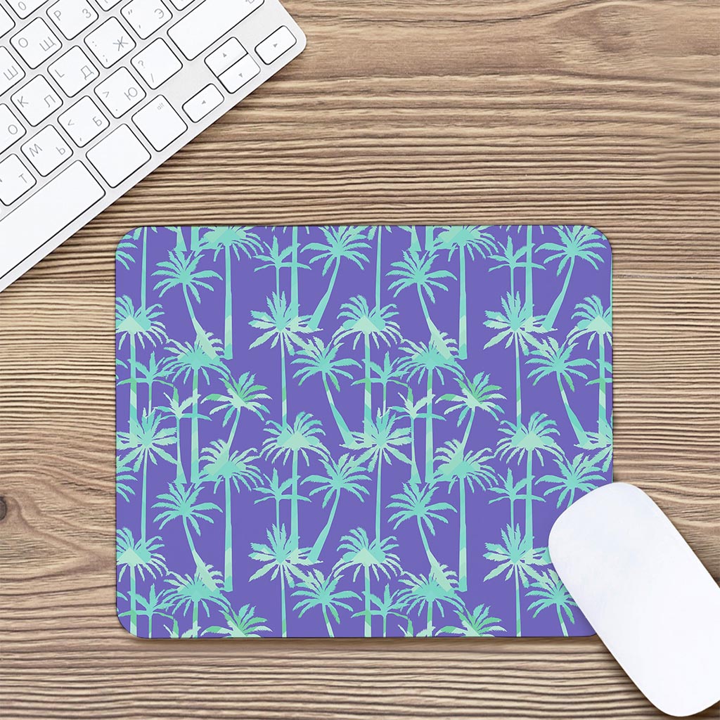 Teal Palm Tree Pattern Print Mouse Pad