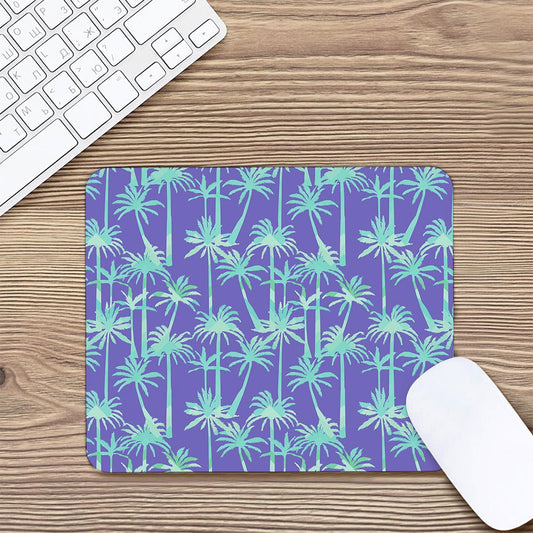 Teal Palm Tree Pattern Print Mouse Pad