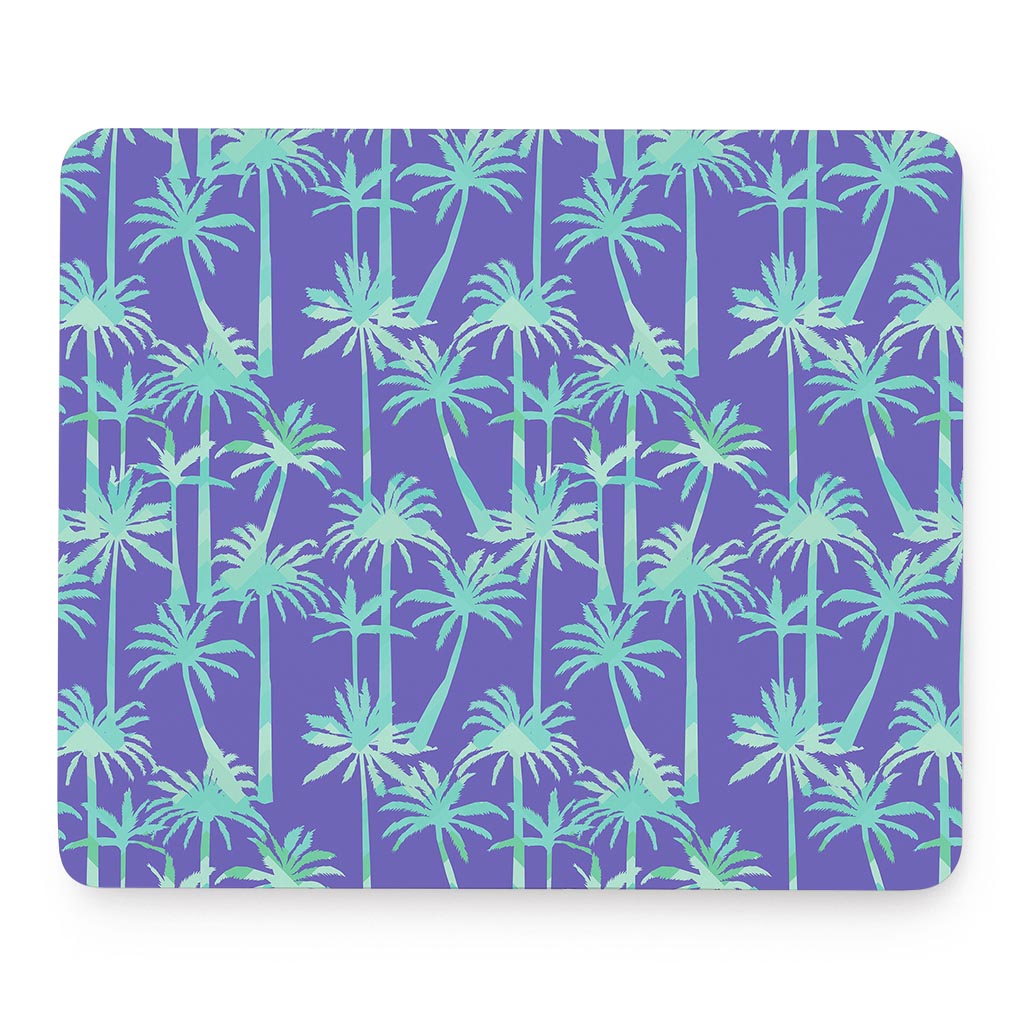 Teal Palm Tree Pattern Print Mouse Pad