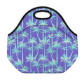 Teal Palm Tree Pattern Print Neoprene Lunch Bag