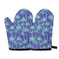 Teal Palm Tree Pattern Print Oven Mitts