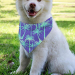 Teal Palm Tree Pattern Print Over The Collar Dog Bandana