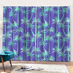 Teal Palm Tree Pattern Print Pencil Pleat Curtains