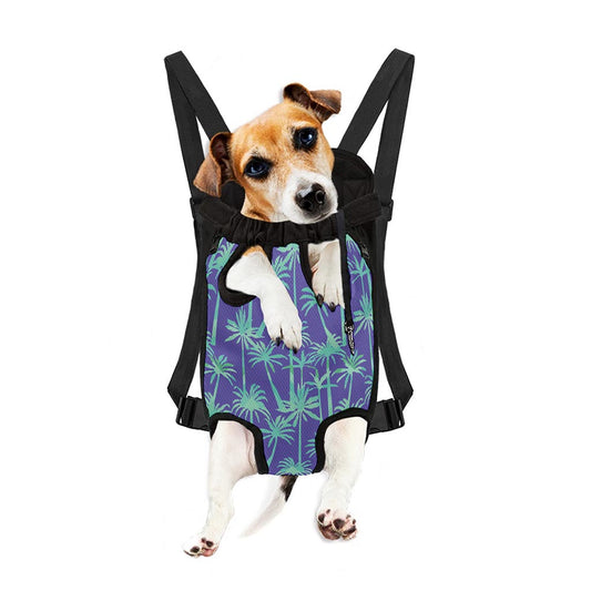 Teal Palm Tree Pattern Print Pet Carrier Backpack