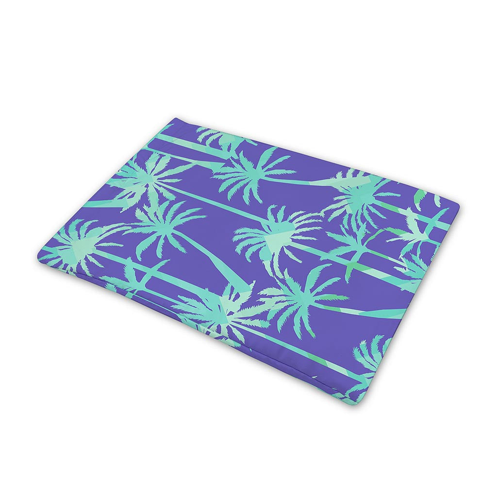 Teal Palm Tree Pattern Print Pet Cooling Mat Cover