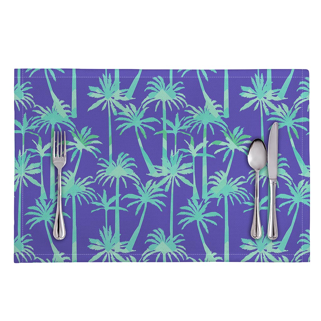 Teal Palm Tree Pattern Print Placemat