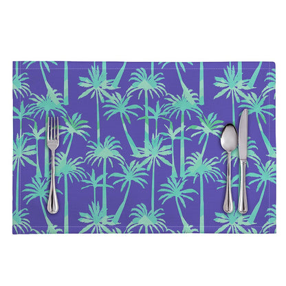Teal Palm Tree Pattern Print Placemat
