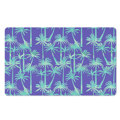Teal Palm Tree Pattern Print Polyester Doormat