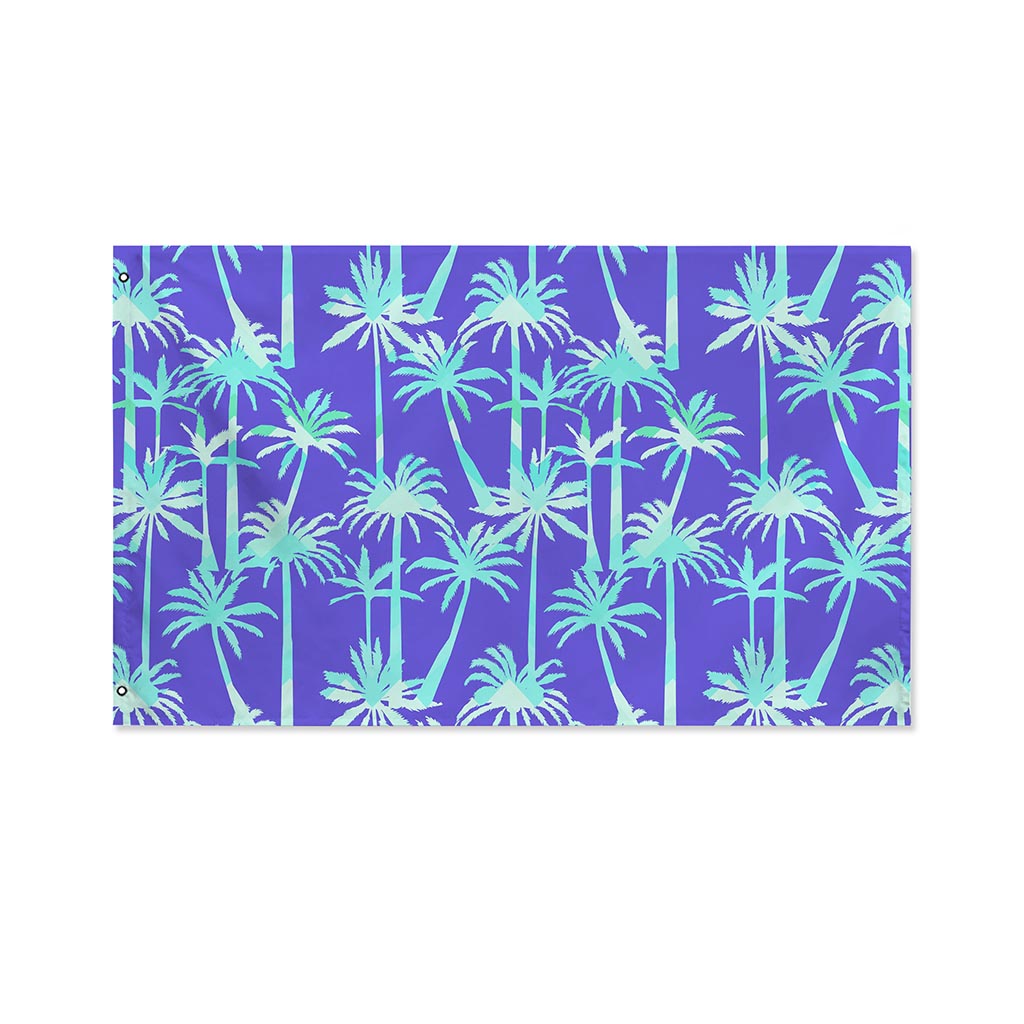 Teal Palm Tree Pattern Print Polyester Flag