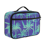 Teal Palm Tree Pattern Print Portable Lunch Bag