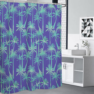 Teal Palm Tree Pattern Print Premium Shower Curtain