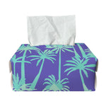 Teal Palm Tree Pattern Print Rectangle Tissue Box Cover