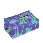 Teal Palm Tree Pattern Print Rectangle Tissue Box Cover