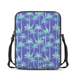 Teal Palm Tree Pattern Print Rectangular Crossbody Bag