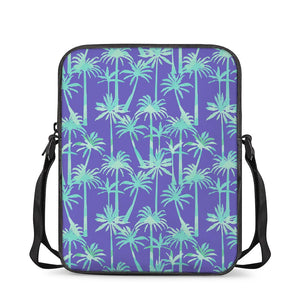 Teal Palm Tree Pattern Print Rectangular Crossbody Bag