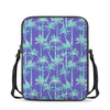 Teal Palm Tree Pattern Print Rectangular Crossbody Bag