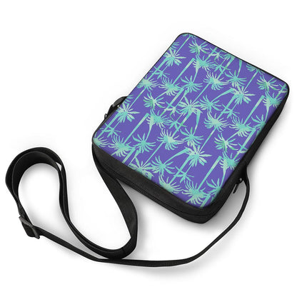 Teal Palm Tree Pattern Print Rectangular Crossbody Bag