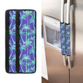 Teal Palm Tree Pattern Print Refrigerator Handle Covers