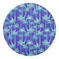 Teal Palm Tree Pattern Print Round Blanket