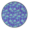 Teal Palm Tree Pattern Print Round Floor Mat