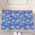 Teal Palm Tree Pattern Print Rubber Doormat