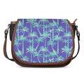 Teal Palm Tree Pattern Print Saddle Bag