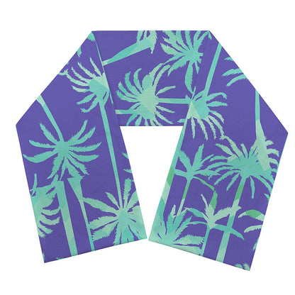Teal Palm Tree Pattern Print Scarf