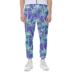 Teal Palm Tree Pattern Print Scuba Joggers