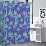 Teal Palm Tree Pattern Print Shower Curtain