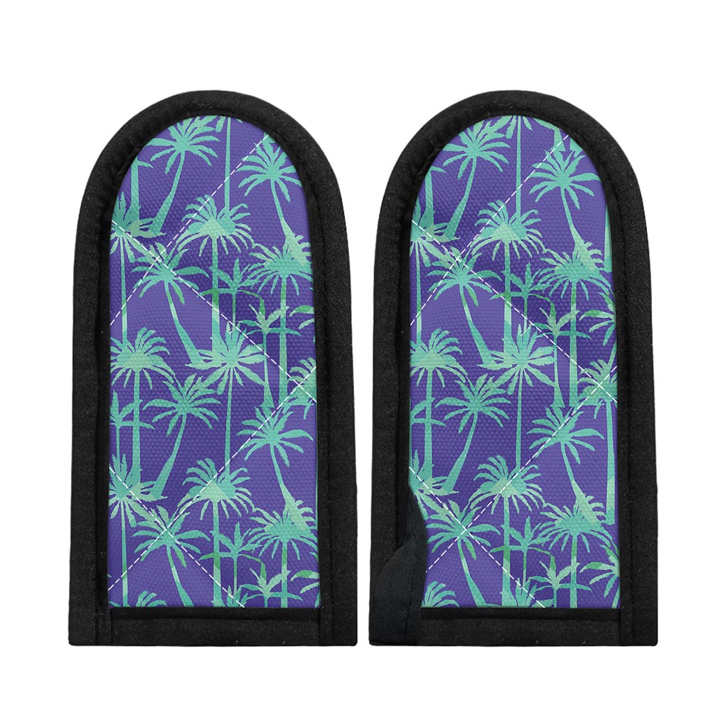 Teal Palm Tree Pattern Print Skillet Handle Cover